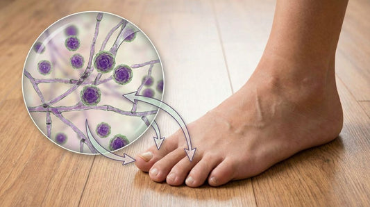 Bare foot being being attacked by fungus